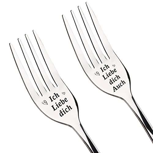 Regalo de aniversario para él y usted, 2 unidades tenedores con grabado, Me encanta regalo para él y para él de acero inoxidable, cumpleaños, día de San Valentín, regalo de Navidad, esposa, marido Cover