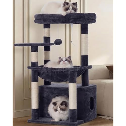 Heybly Cat Tree, Kitten Tower with Large Soft Cat Basket HCT008SG