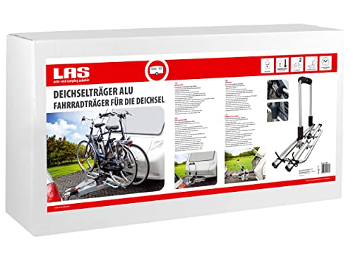 LAS 11807 Deichsel-Fahrradträger, abklappbar, für 2 Fahrräder, Deichselträger, für Wohnwagen, Ca. 145 x 73 x 34 cm, grau