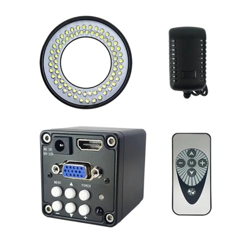 顕微鏡キット 48MP 4K 1080P USB デジタルカメラ三眼顕微鏡 130x C マウントリングライト 顕微鏡レンズアダプター(14MP with Light)