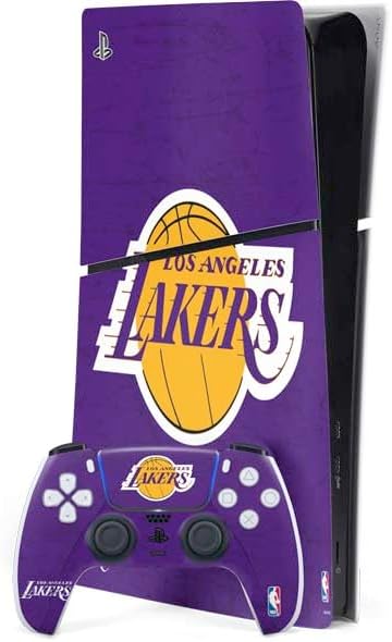 Skinit Decal Gaming Skin Compatible with PS5 Slim Digital Edition Bundle - Officially Licensed NBA Los Angeles Lakers Canvas Design