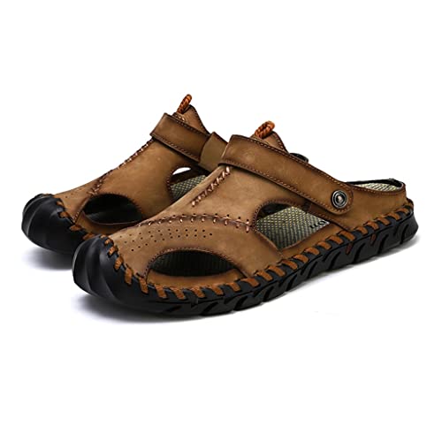 Men Leather Sandals Men Shoes Slippers Soft Sandals Men Comfortable Outdoor Walking Footwear(42)2