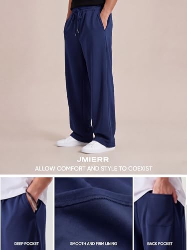 Image of JMIERR Men's Casual Baggy Pants Lightweight Wide Leg Lounge Travel Pants Streetwear with Pockets