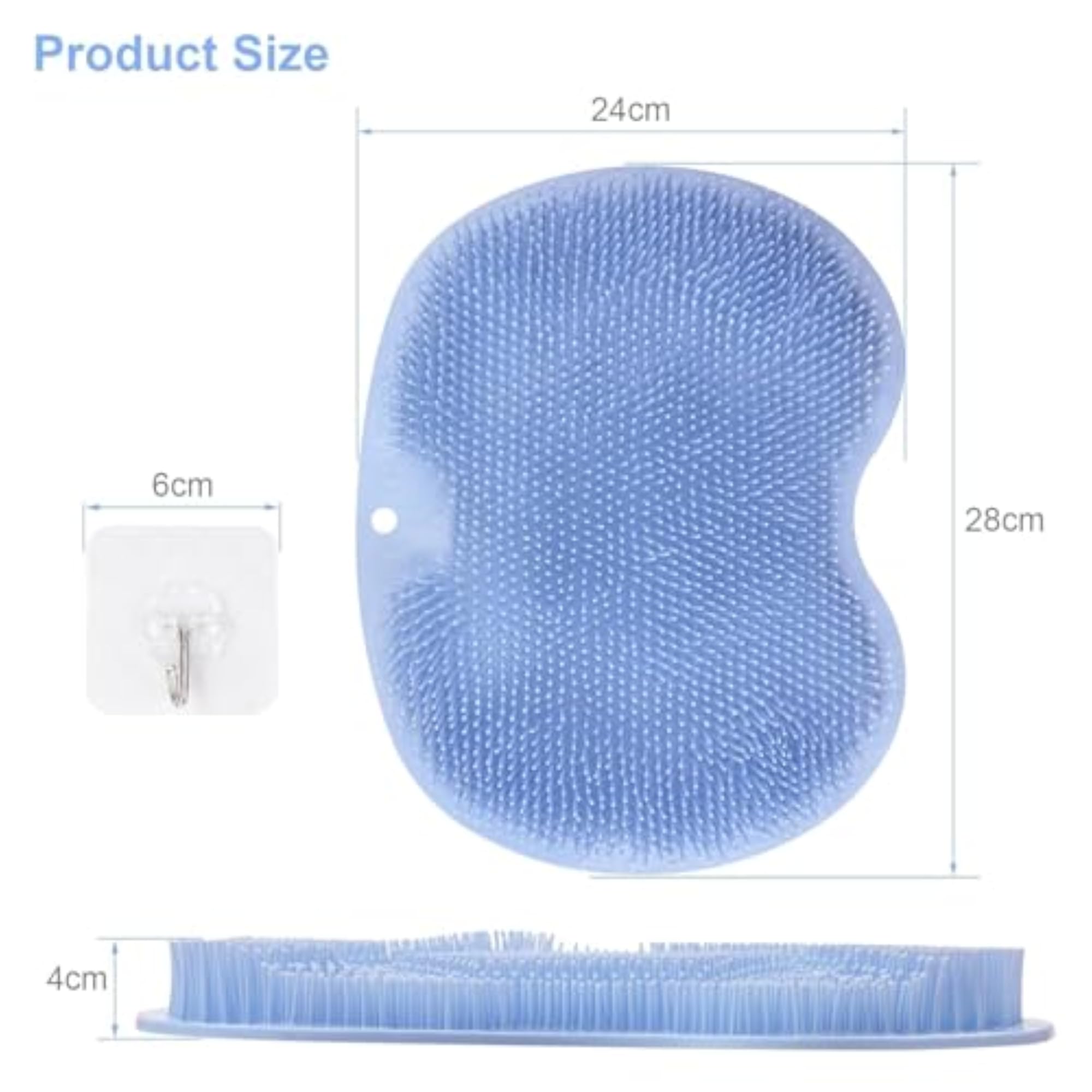 Toilet and Shower Foot & Back Scrubber Mat, Wall-Mounted Design