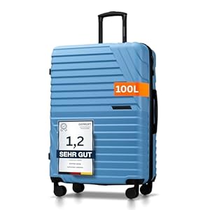 Cocoono Hartschalenkoffer XL Groß - 100L Volumen - 158cm Gurtmaß - 8 Rollen 360° drehbar - Leichter Koffer mit TSA Schloss & Teleskopgestänge - Reisekoffer mit Rollen, Trolley (blau, XL)
