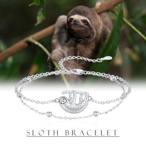 Image of 925 Sterling Silver Animal Bracelets Anklets Elephant /Highland Cow /Penguin /Sloth Adjustable Jewelry Gifts for women