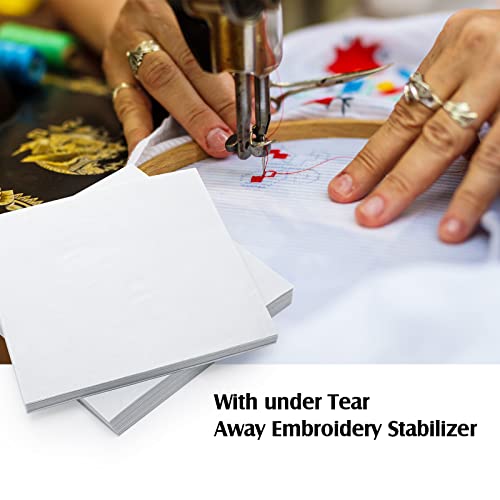 200 Sheets Tear Away Stabilizer Backing Embroidery Precut Sheets Black White Fabric Stabilizer For Machine Embroidery Hand Sewing Hoops Quilting, Medium Weight 2.1 Oz (10 X 12 Inch) #TOP4