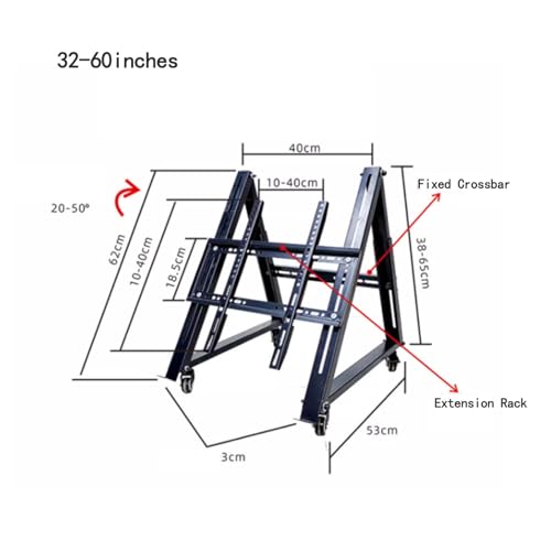 Soporte portátil de piso para TV universal con ruedas y ajuste inclinable miniatura 2