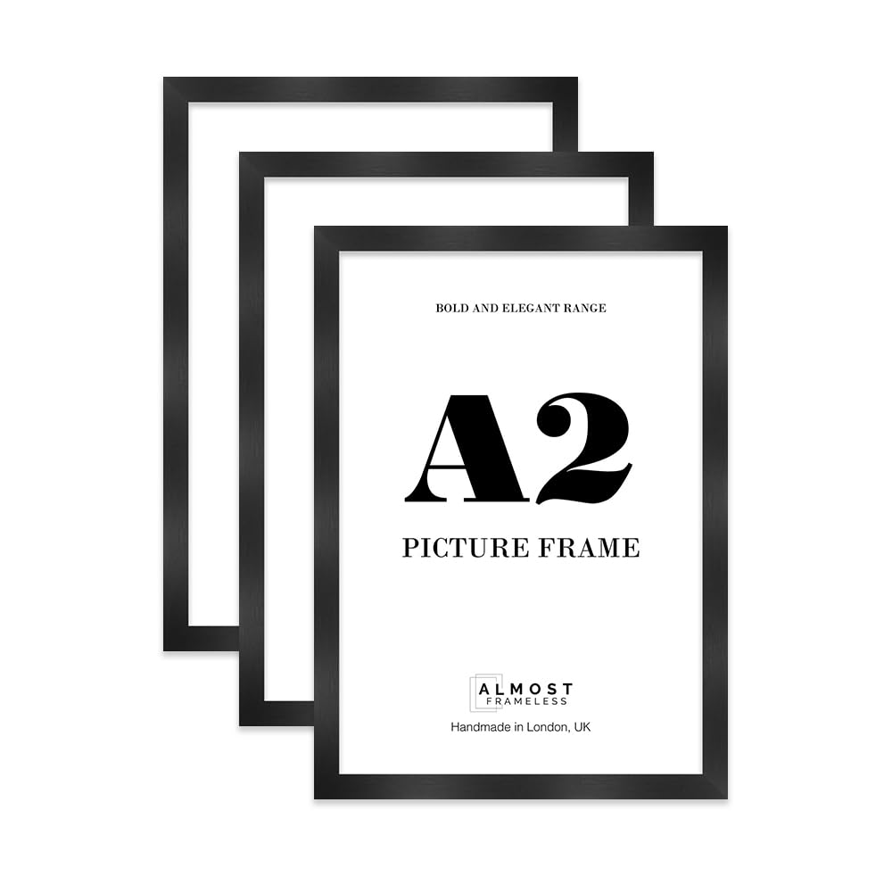 A2 Photo Frame, Display A2 Pictures (42 x 59.4cm - 16.5 x 23.4in) Picture Frame for wall Display - Black - 3 Pack — image 1