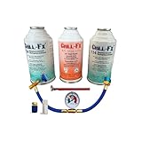 Chill-Fx Deluxe Recharge and Sealer Kit AC Recharge Kit with Hose Gauge and Brass Can Tap for Vehicles R134a and R12 Systems Mobile Air Conditioning Easy Use