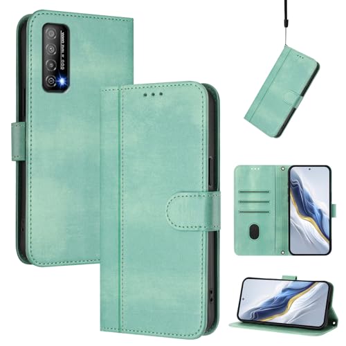 Pzwoxukhov Compatible with Huawei Y7A / Enjoy 20 SE Case Cover,Compatible with Huawei P Smart 2021 with Card Slot,Stand Holder,PU Leather flip Shockproof Case Cover Light Green