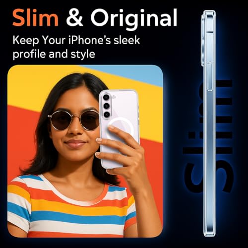 Image of Jkobi Lifetime Anti-Yellow MagSafe Compatible Clear Back Cover Case for Samsung Galaxy S23 5G (Sleek Hard Crystal | Shockproof and Camera Protection)