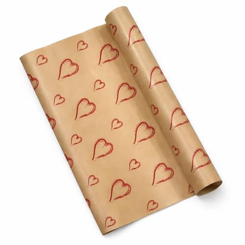 Image of Oasis Eco Friendly Kraft Paper Rolls For Multipurpose Gift Packaging & Flower Bouquet Wrapping, 50cmx25mtr (1 No) (j) Red Heart)