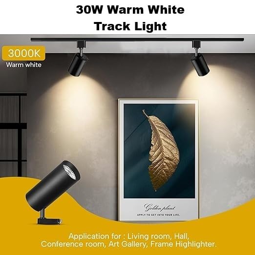 Image of 30 Watt, Warm White Black Colour Track Light, Spot Light /Focus Light (Heavy Gauge), Track Rail Not Included (Pack of 4, Warm White, 30Watts)