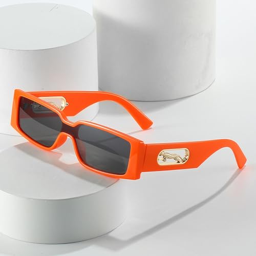 Lunettes de soleil rectangle en métal pour femme style vintage chic - 2