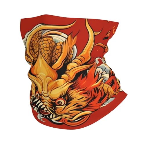 Bufanda de cuello roja vintage con dragón chino dorado, pasamontañas tipo balaclava, bandana para mujer y hombre, máscara para motocicleta, ciclismo, esquí y fiestas