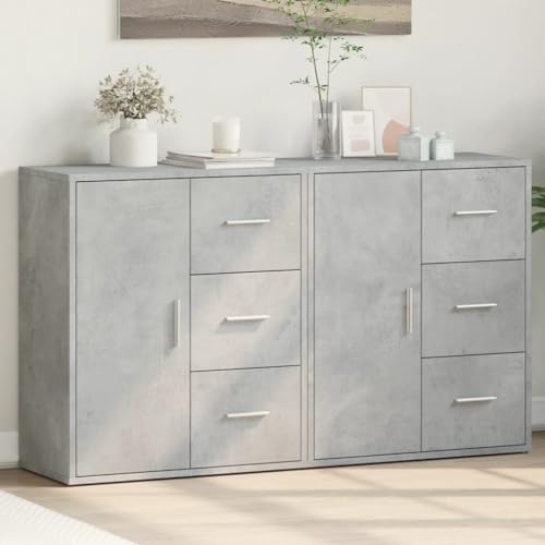 WSJHUHK Aparadores 2 piezas de madera de ingeniería gris hormigón 60x31x70 cm
