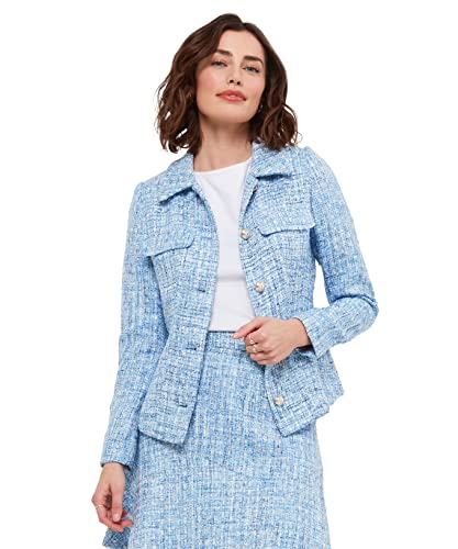 Joe Browns Damen Chic Hellblau Classic Tweed Boucle Jacke, blau, 44