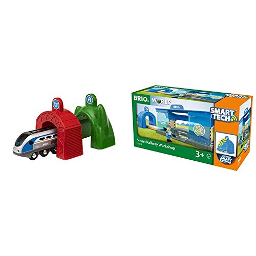 BRIO World 33834 Smart Tech Zug mit Actiontunnels – Elektrische Lokomotive & Sound-Effekten – Interaktives Spielzeug…