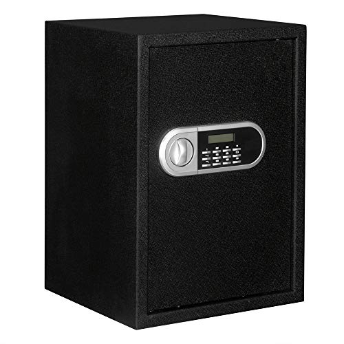 Large Steel Home Security Safe Digital Lock Box with Programmable Electronic Keypad - Secure Money Cash, Documents, Jewelry, Passport, Valuables - 1.8 Cubic Feet, 13.8 x 13 x 19.7 inches, Black