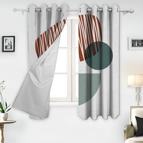 Rideau style européen moderne géométrique blanc marron et vert