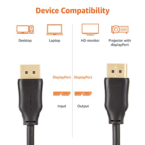 Image of AmazonBasics DisplayPort to DisplayPort Cable - 3 Feet - (Not HDMI Cable) Black