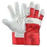 BWOLF CRANE 12/60 Paar Universal Arbeitshandschuhe Herren Lederhandschuhe Schutz Handschuh Montagehandschuhe mit robuster Manschette (10.5, 12 stück)