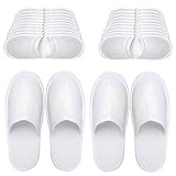 HQSGDMN 10 Paar Spa Hotelslipper, Gästehausschuhe set, Frottierslipper, Pantoffeln Herren und Damen Hausschuhe - Universalgröße, Einweg Hausschuhe Hochzeit weiß