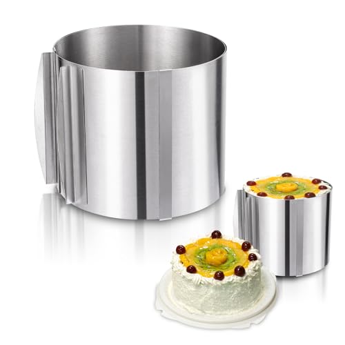 HOMEE Adjustable Round Stainless Steel Cake Baking Ring Molds 6 to 12 Inch