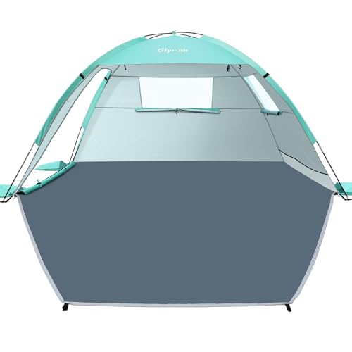 Glymnis Tienda de Playa, Refugio Playa para 3 4 Personas, Carpa de Playa con Doble Puerta de Cremallera, Ventanas Ventiladas, Protección UPF 50+, para Varar Parque Pescar