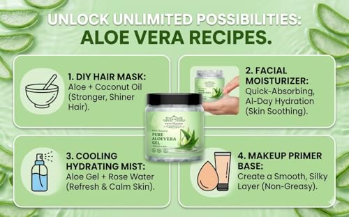 Image of Pure Aloe Vera Gel 200 gm | Face Skin Hair Gel for Men & Women, Herbal Moisturizing for Hydration & Scalp Care, Non-Sticky Formula for Glowing Skin (200 gm)