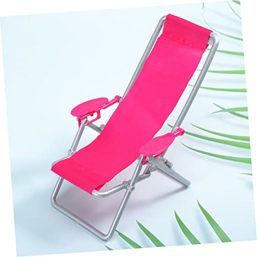 Homoyoyo 2Pcs Small Home Decor Folding Beach Chair Beach Lounge Chairs Miniature Beach Chair Outdoor Toys Childs Recliner Plastic Chair Suite Baby Red Household Accessories Seaside #TOP3