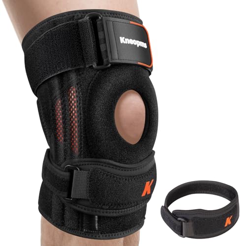 New Upgraded 2-in-1 Professional Knee Brace for Pain Relief,Adjustable Knee Support with Patella Pad & Side Stabilizers, Compression Knee Sleeve for Meniscus Tear, ACL, Joint Pain, Runner, Workout-Men & Women (L/XL)