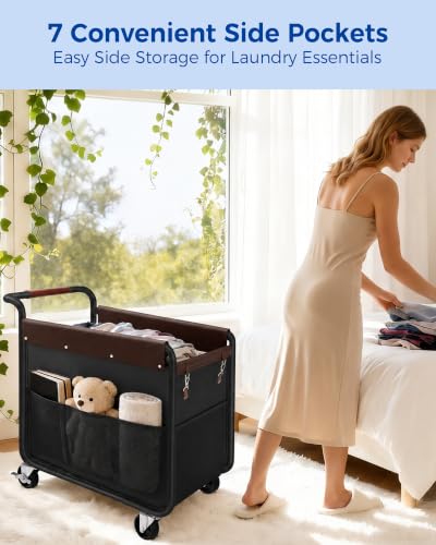 Image of Kayfia 180L Rolling Laundry Hamper, Laundry Basket with Wheels, Black