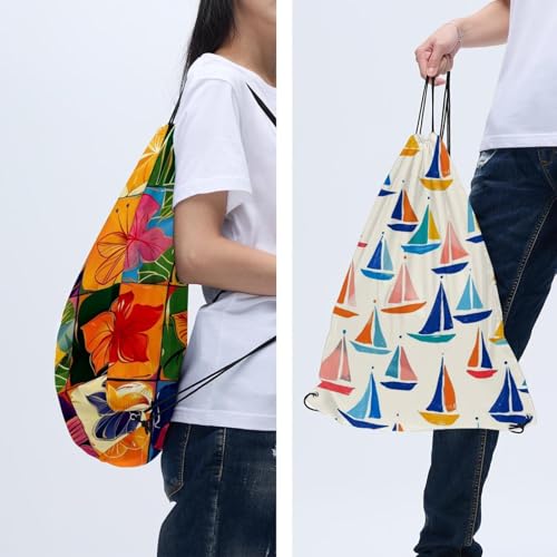 Sac à dos hawaïens avec cordon imperméable multicolore et ultra léger - 6