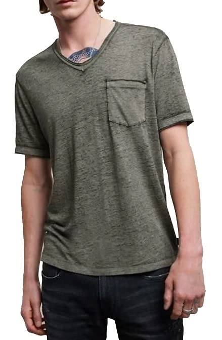 T-shirt John Varvatos Davis à manches courtes et col rond pour homme en coton noir