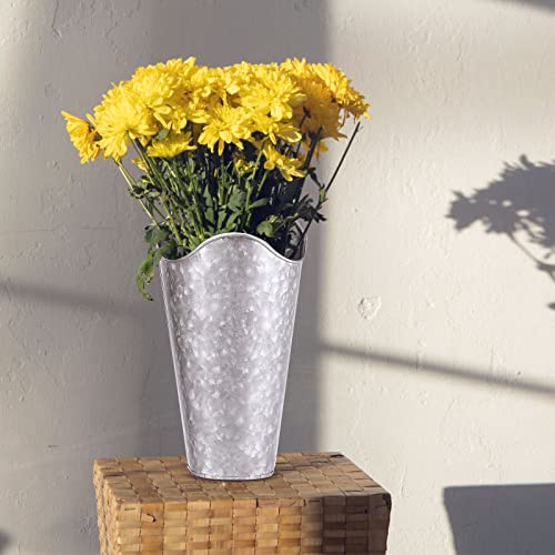 Mukchap 4 Pack Galvanized Metal Wall Planter, 12 Inches Tall Tin Wall Planter, Galvanized Hanging Bucket Wall Vase Planters For Rustic Home Wall Decoration And Artificial Plants, Silver #TOP5