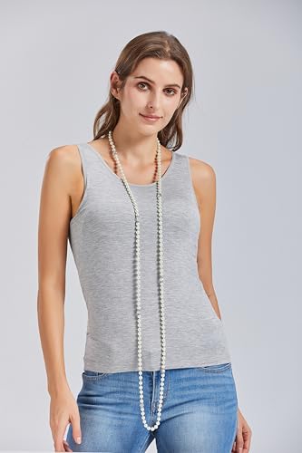 Long Pearl Necklaces Cream White Glass Faux Pearl Multifunction Costume Jewelry Elegant Long Necklaces for Women2