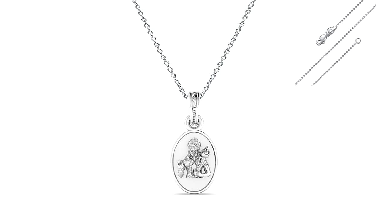 akshat sapphire Sterling Silver (92.5% purity) God Hanuman Ji Chain Pendant for Men & Women Silver Lord Bajrang Bali Chain Locket - 7328-AC-P-picture-12