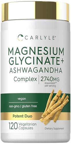 Carlyle Magnesium Glycinate with Ashwagandha | 120 Vegetarian Capsules