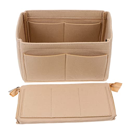 VALICLUD Beige Felt Makeup Bag Organizer Insert with Zipper, Deta...