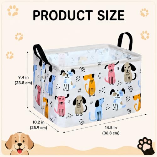 Image of Rectangular Cute Dog Storage Bin,Puppy Basket for Kids,Toy Laundry Hamper,Pet Nursery Gifts,Puppy basket with Handles, Boys and Girls Room Decor