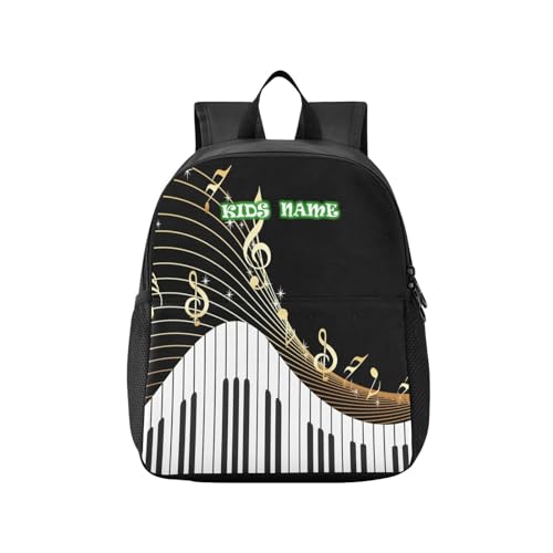 HMZXZ Mochila personalizada para niños pequeños, notas musicales, teclas de piano, mini mochila para niños y niñas, nota musical, mochila personalizable para jardín de infantes, bolsas preescolares de