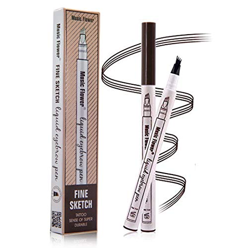 Eyebrow Tattoo Pen, Music Flower Waterproof Microblading Eyebrow Tattoo Pencil with a Micro Fork Tip Applicator Creates Natural Looking Brows Effortlessly (03#Dark Gary)