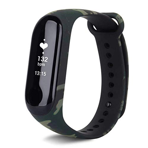 Image of Replacement Silicone Camouflage Army Style Band Strap For Xiaomi Mi smart Band 4 and Mi smart Band 3(Device Not Included) (Army Green)