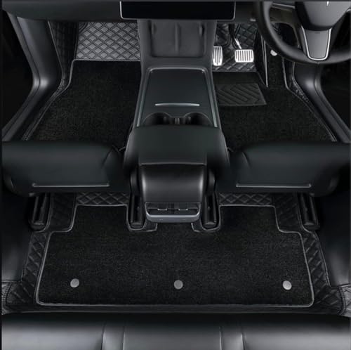 Image of Obsidian | 7D Premium Diamond Car Foot Mat with Luxurious & Elegant Look | 100% Waterproof and Dust Proof | Custom Fitted Car Floor Tray Mat for Mahindra XUV 700-All 3 Row for 7 Seater - Full Black