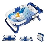 Raganet, Tina de Baño Plegable para Bebés, Diseño Portátil, Base Antideslizante, Tapón de Drenaje, Termómetro,...