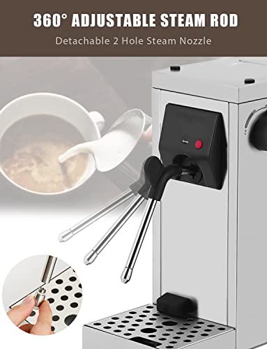 Hanchen Commercial Milk Frother, Automatic Milk Steamer Electric Coffee Frothing Machine 800Ml Professional Double Hole Pump Embossed Coffee Milk Frother #TOP4
