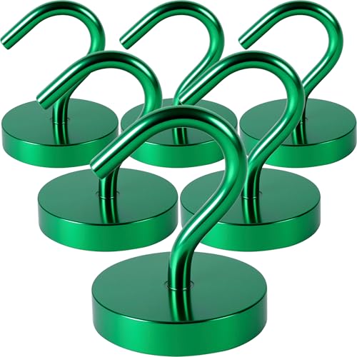 Neosmuk Magnetic Hooks Large Opening,80lb+ Cruise Hooks,Green,6 Pack