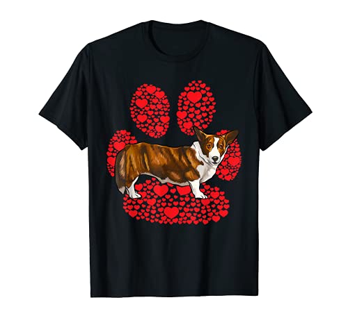 Cardigan Welsh Corgi Valentines Day Dog Love Paw T-Shirt, Black
